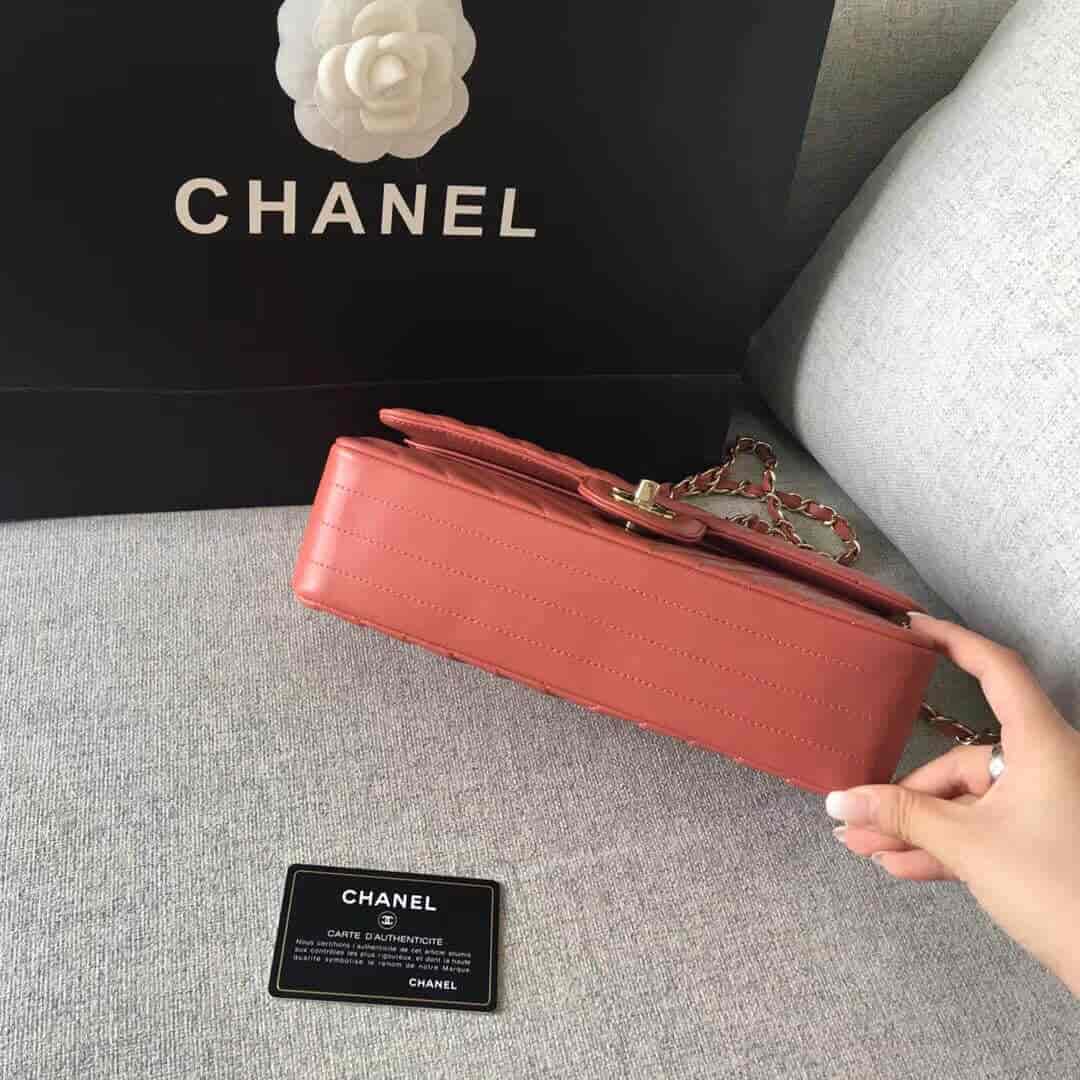 Chanel/香奈儿 经典款cf v纹原厂羊皮25CM中号链条单肩斜挎包