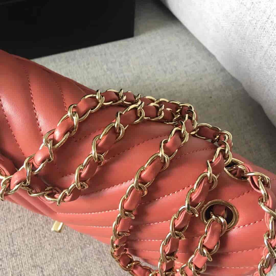 Chanel/香奈儿 经典款cf v纹原厂羊皮25CM中号链条单肩斜挎包