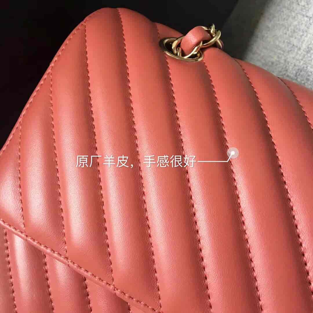 Chanel/香奈儿 经典款cf v纹原厂羊皮25CM中号链条单肩斜挎包
