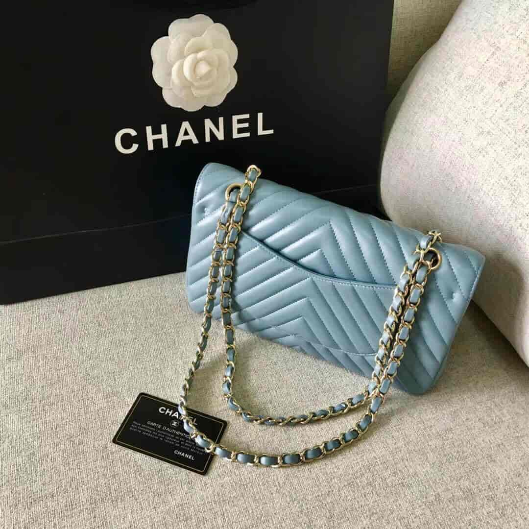 Chanel/香奈儿 经典款cf v纹原厂羊皮25CM中号链条单肩斜挎包