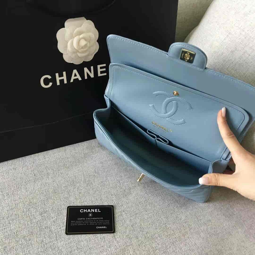 Chanel/香奈儿 经典款cf v纹原厂羊皮25CM中号链条单肩斜挎包