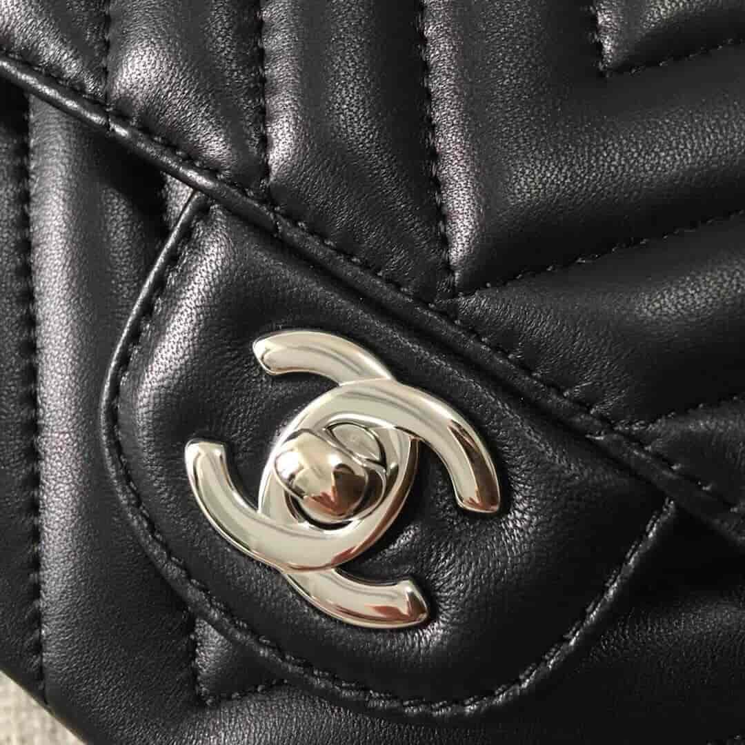 Chanel/香奈儿 经典款cf v纹原厂羊皮25CM中号链条单肩斜挎包
