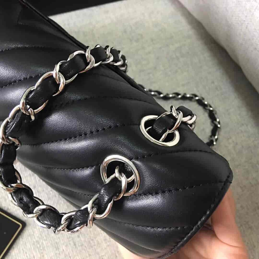 Chanel/香奈儿 经典款cf v纹原厂羊皮25CM中号链条单肩斜挎包