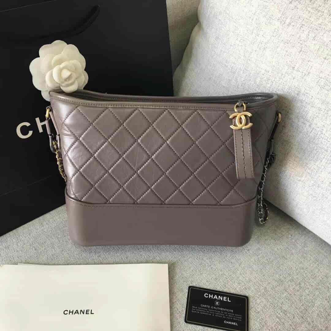 Chanel/香奈儿18年新款大象灰GABRIELLE中号流浪包 新色