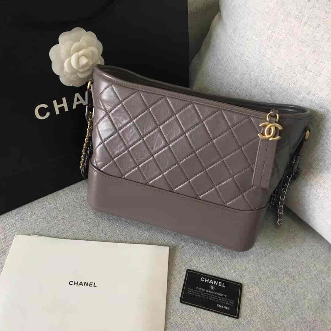 Chanel/香奈儿18年新款大象灰GABRIELLE中号流浪包 新色