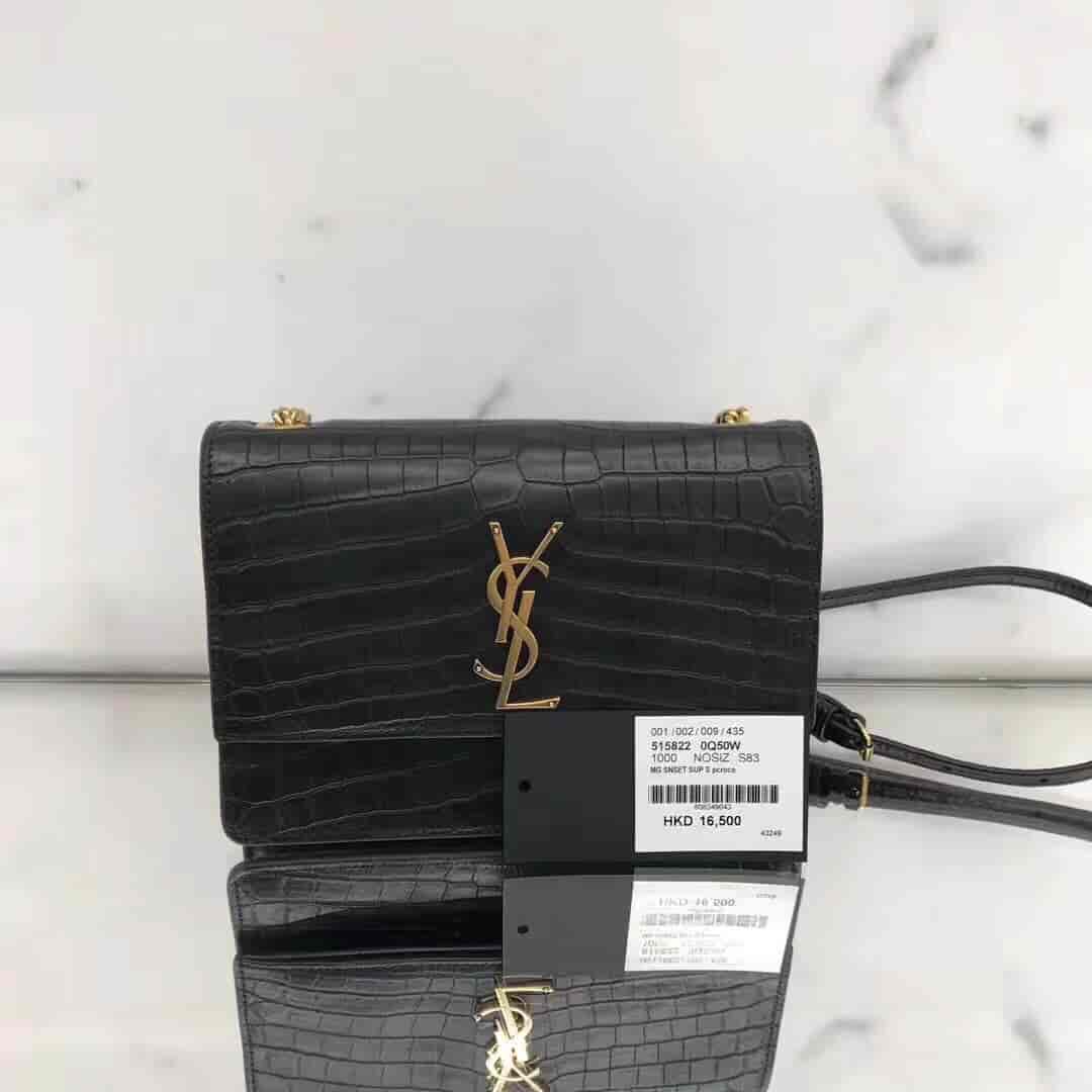 圣罗兰/ysl SUNSET小号压花鳄鱼纹翻盖包 515822