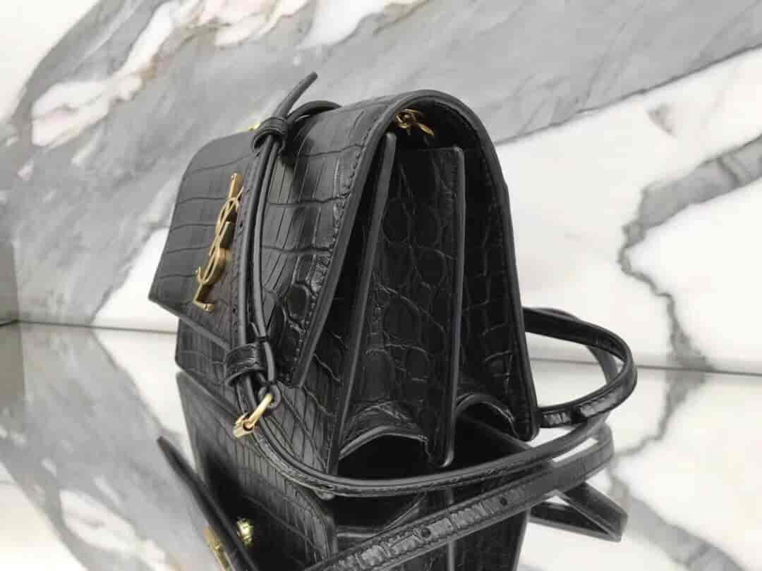 圣罗兰/ysl SUNSET小号压花鳄鱼纹翻盖包 515822