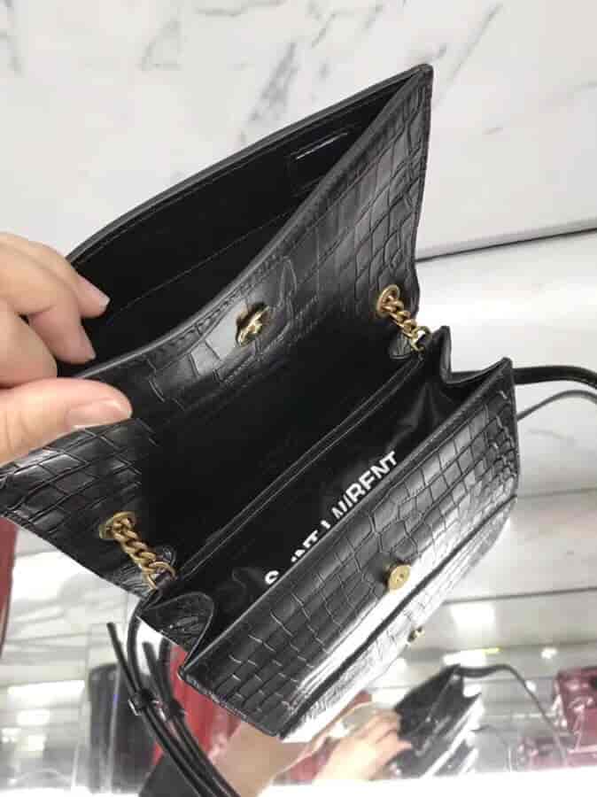 圣罗兰/ysl SUNSET小号压花鳄鱼纹翻盖包 515822