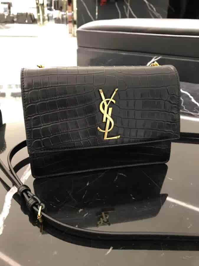 圣罗兰/ysl SUNSET小号压花鳄鱼纹翻盖包 515822