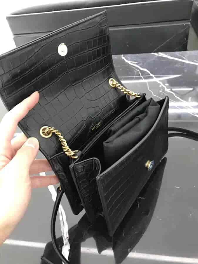 圣罗兰/ysl SUNSET小号压花鳄鱼纹翻盖包 515822