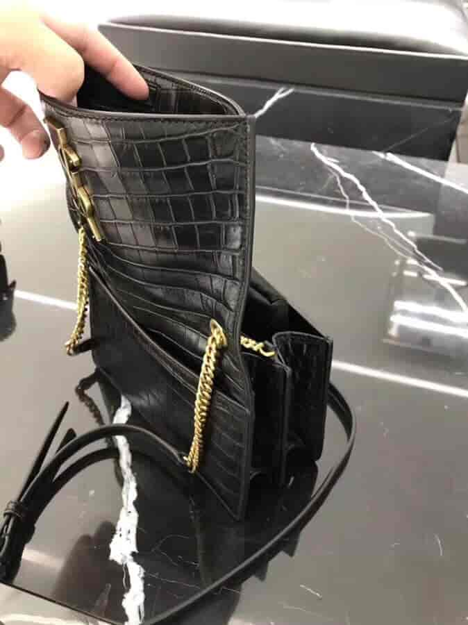 圣罗兰/ysl SUNSET小号压花鳄鱼纹翻盖包 515822