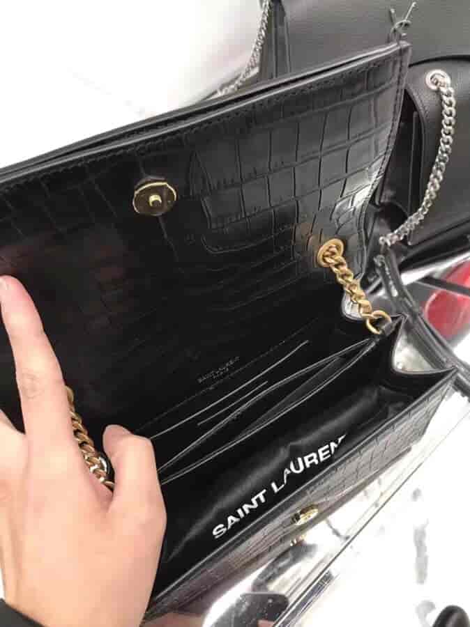 圣罗兰/ysl SUNSET小号压花鳄鱼纹翻盖包 515822