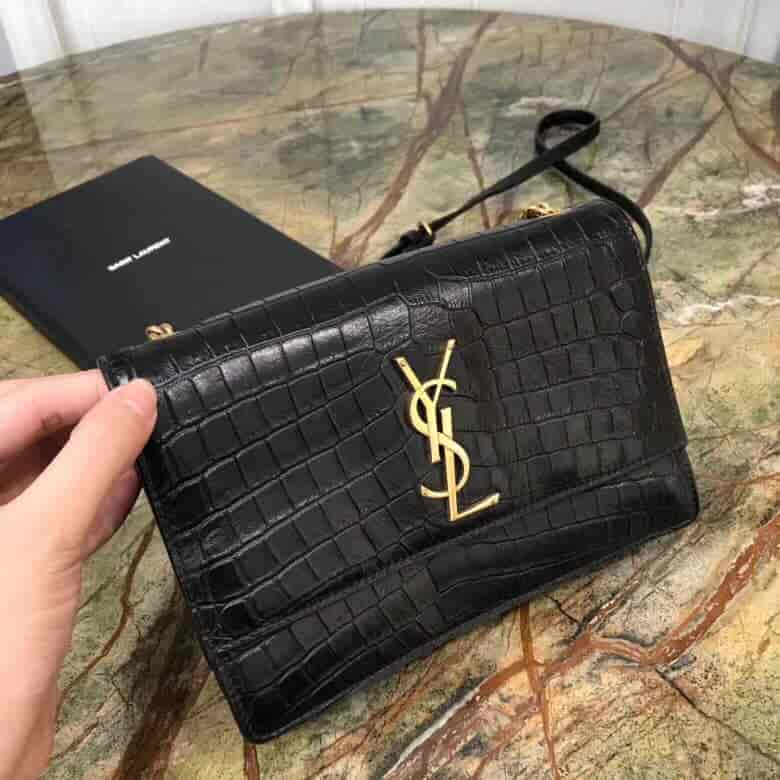 圣罗兰/ysl SUNSET小号压花鳄鱼纹翻盖包 515822