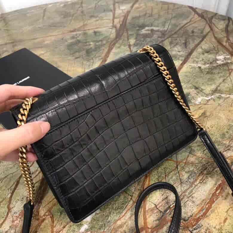 圣罗兰/ysl SUNSET小号压花鳄鱼纹翻盖包 515822