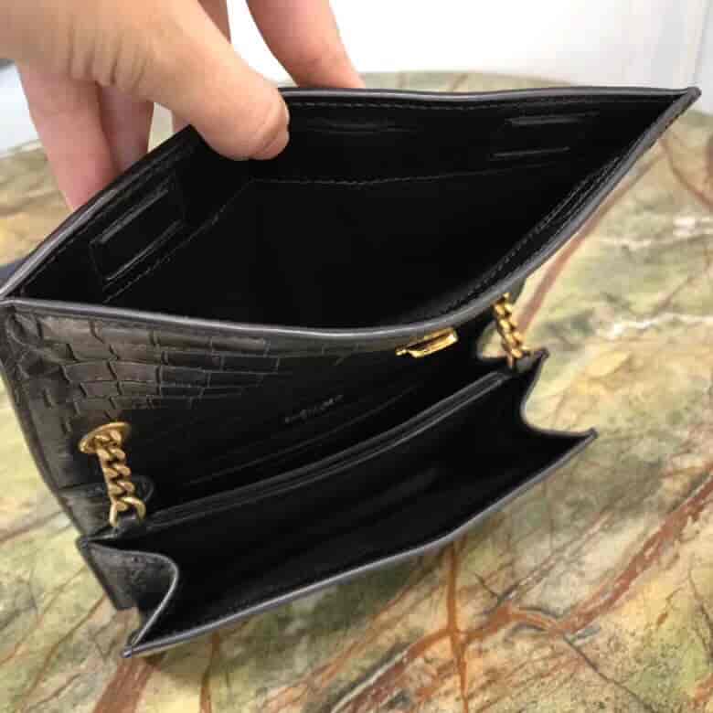 圣罗兰/ysl SUNSET小号压花鳄鱼纹翻盖包 515822