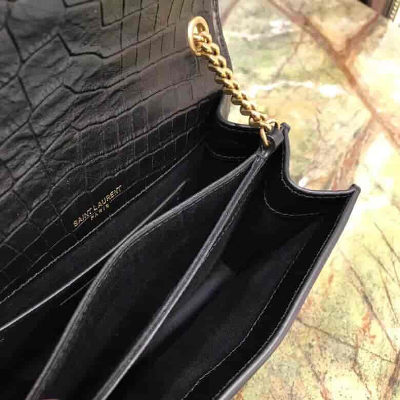 圣罗兰/ysl SUNSET小号压花鳄鱼纹翻盖包 515822