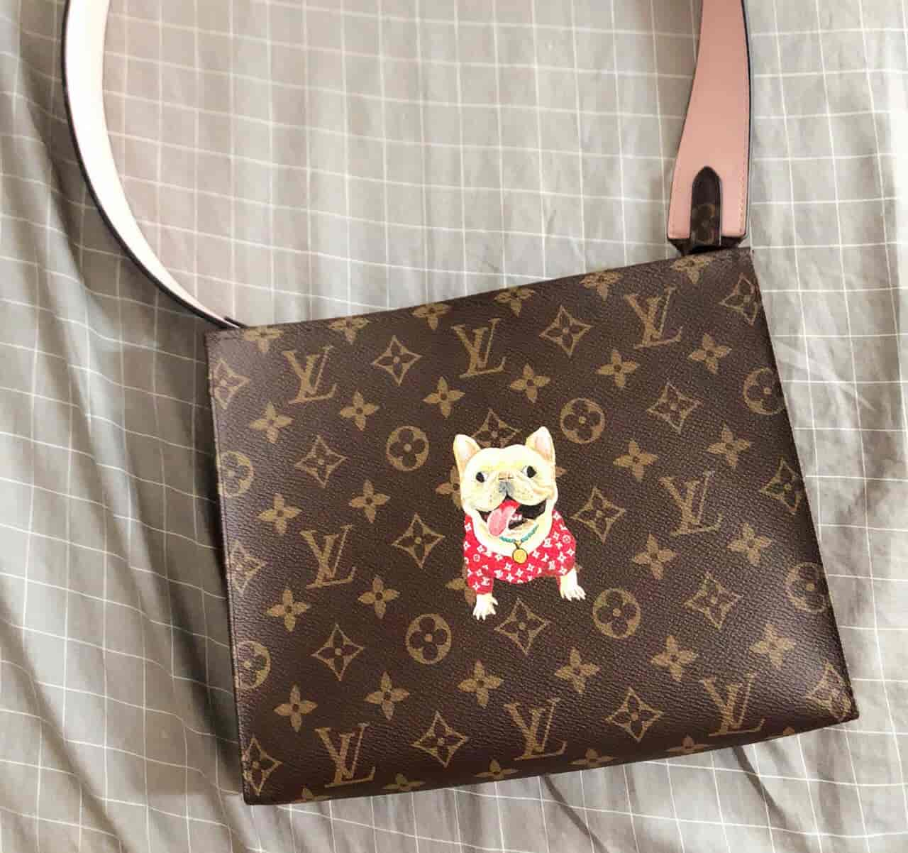 ?LV 洗漱包手包DIY手绘+不打孔加肩带