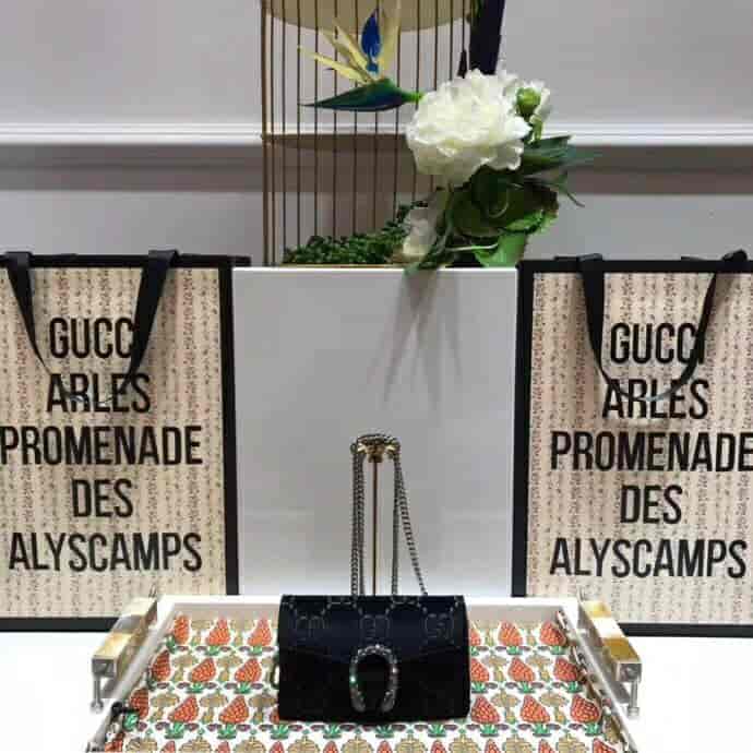 Gucci/古奇 Dionysus系列GG天鹅绒超迷你链条包 476432