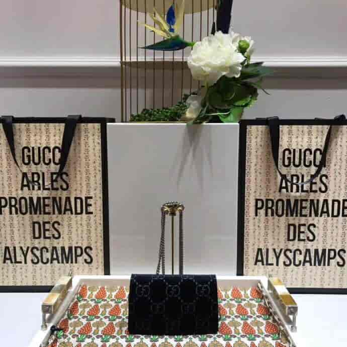 Gucci/古奇 Dionysus系列GG天鹅绒超迷你链条包 476432