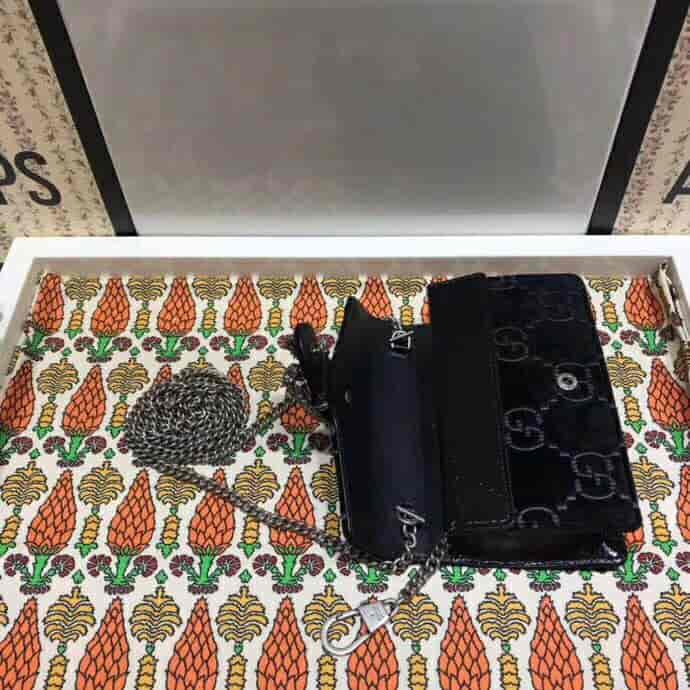 Gucci/古奇 Dionysus系列GG天鹅绒超迷你链条包 476432