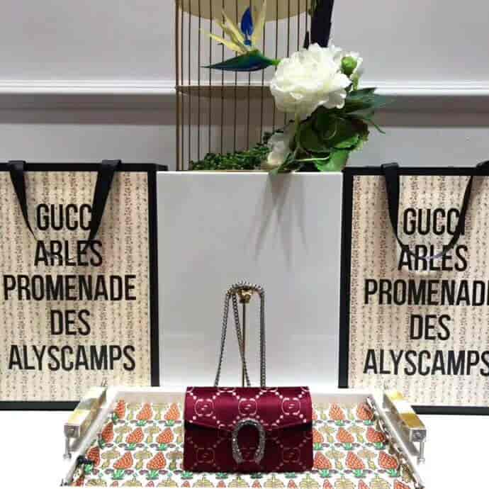 Gucci/古奇 Dionysus系列GG天鹅绒超迷你链条包 476432