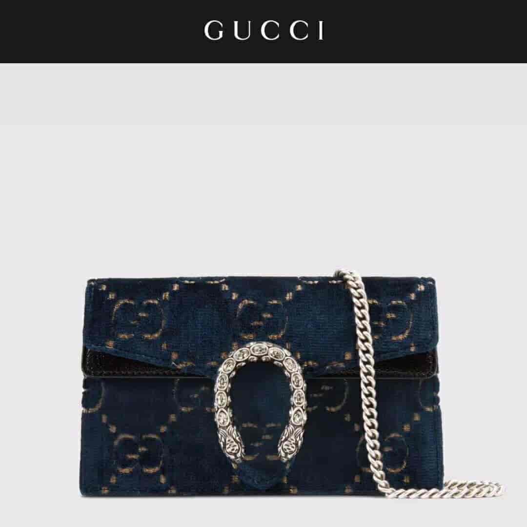 Gucci/古奇 Dionysus系列GG天鹅绒超迷你链条包 476432