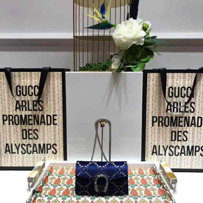 Gucci/古奇 Dionysus系列GG天鹅绒超迷你链条包 476432