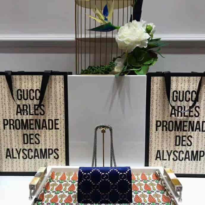 Gucci/古奇 Dionysus系列GG天鹅绒超迷你链条包 476432