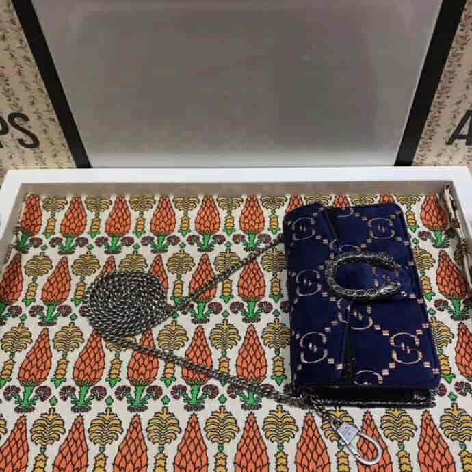 Gucci/古奇 Dionysus系列GG天鹅绒超迷你链条包 476432