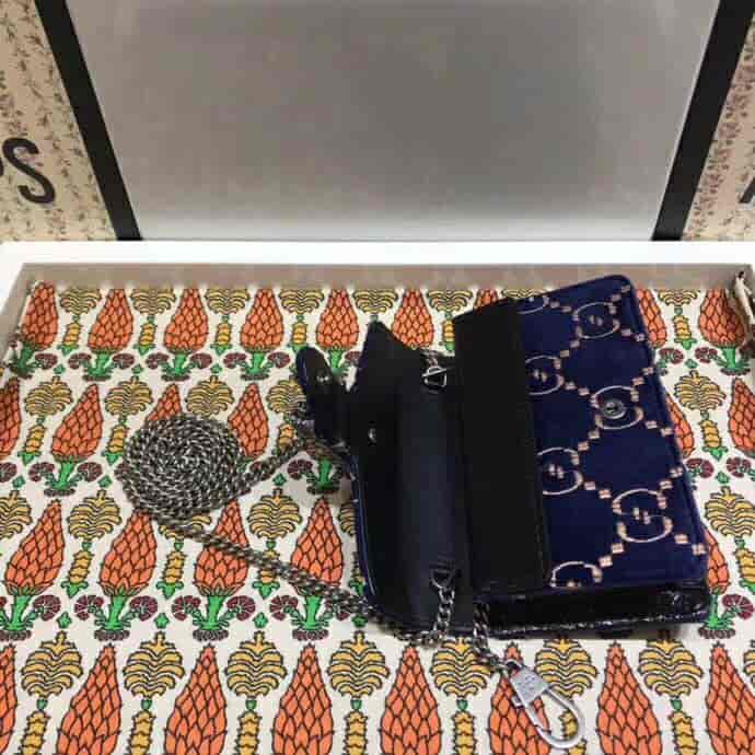 Gucci/古奇 Dionysus系列GG天鹅绒超迷你链条包 476432
