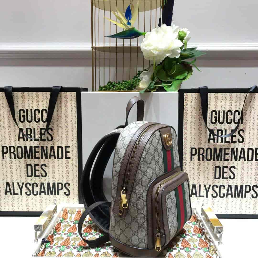 Gucci/古驰Ophidia Backpack 织带装饰双肩包背包547965