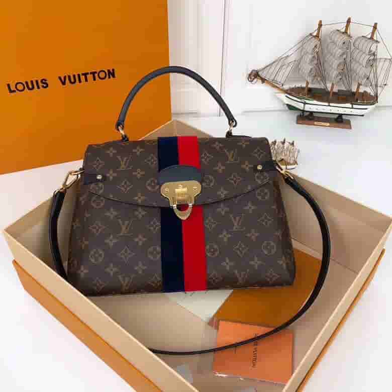 LV Georges中号手袋 双色条纹单肩斜挎手提包 M43778