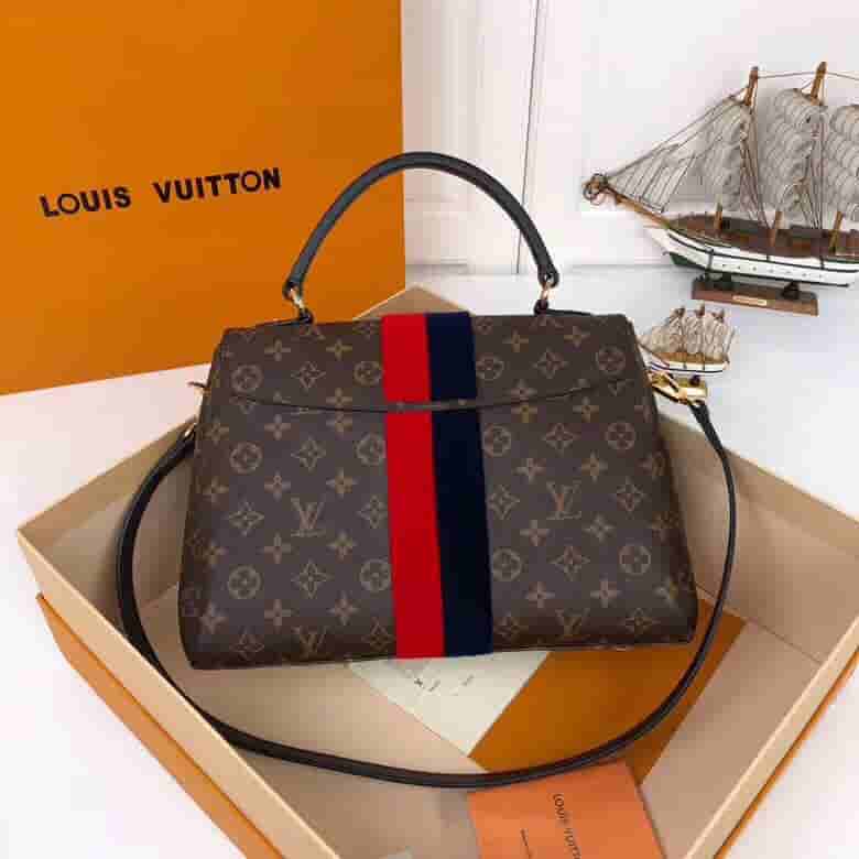 LV Georges中号手袋 双色条纹单肩斜挎手提包 M43778