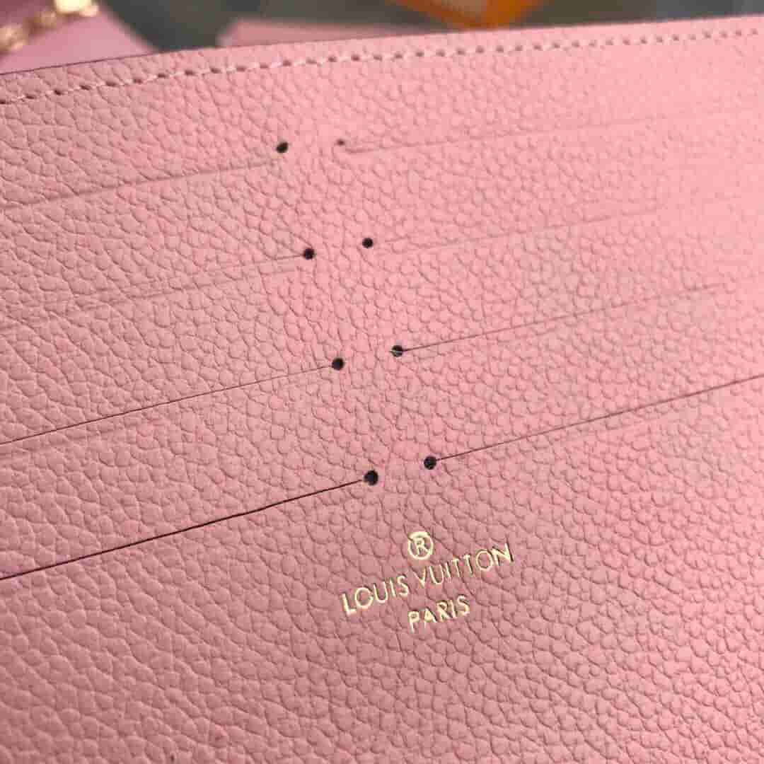 LV M67856 樱花粉FELICIE信封包三件套链条钱夹包