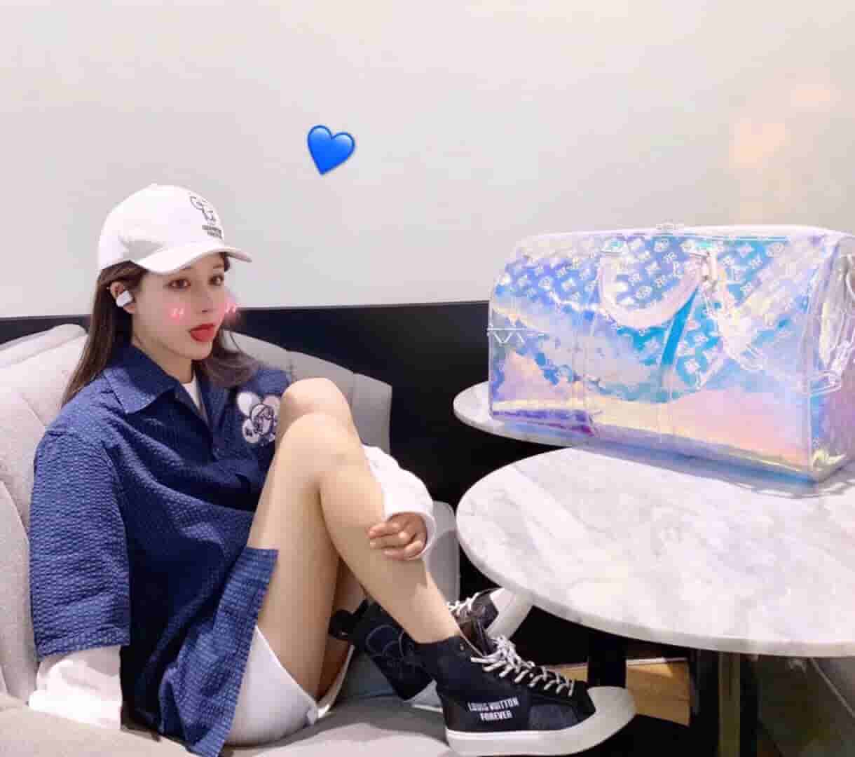 LV 2019新款KEEPALL 50 透明PVC炫彩旅行袋 M53271