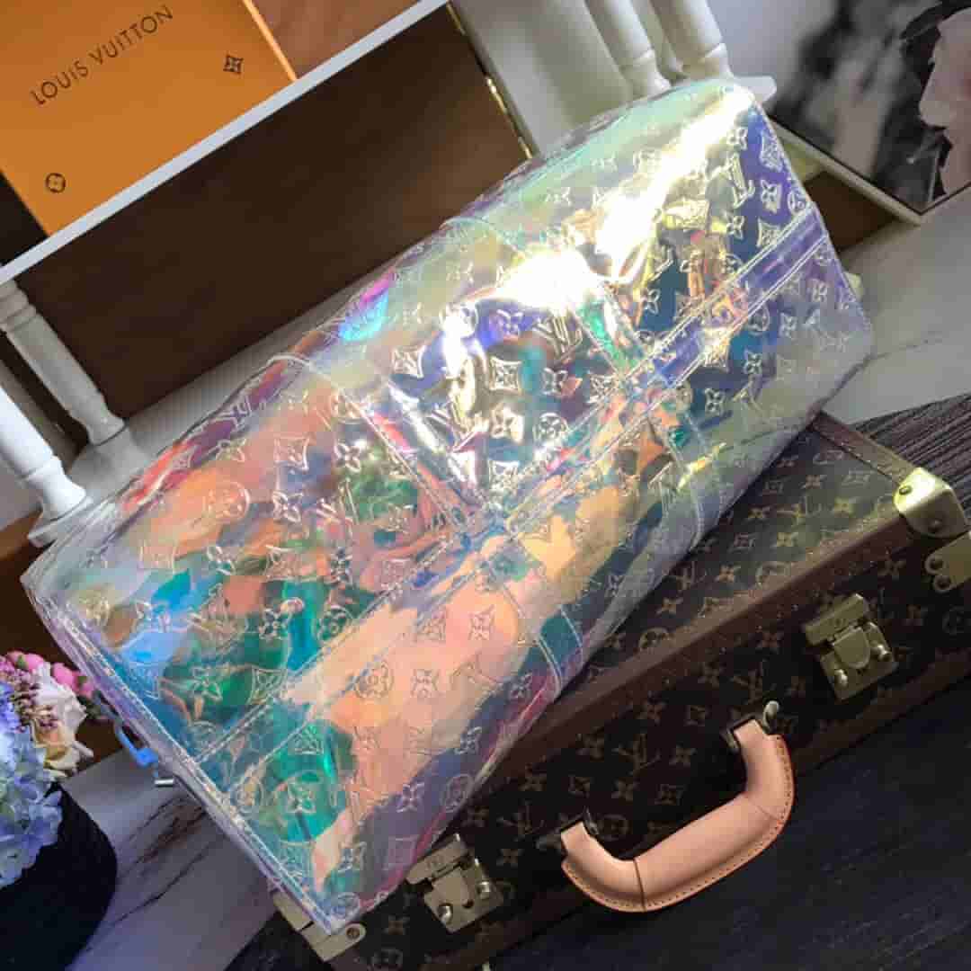 LV 2019新款KEEPALL 50 透明PVC炫彩旅行袋 M53271