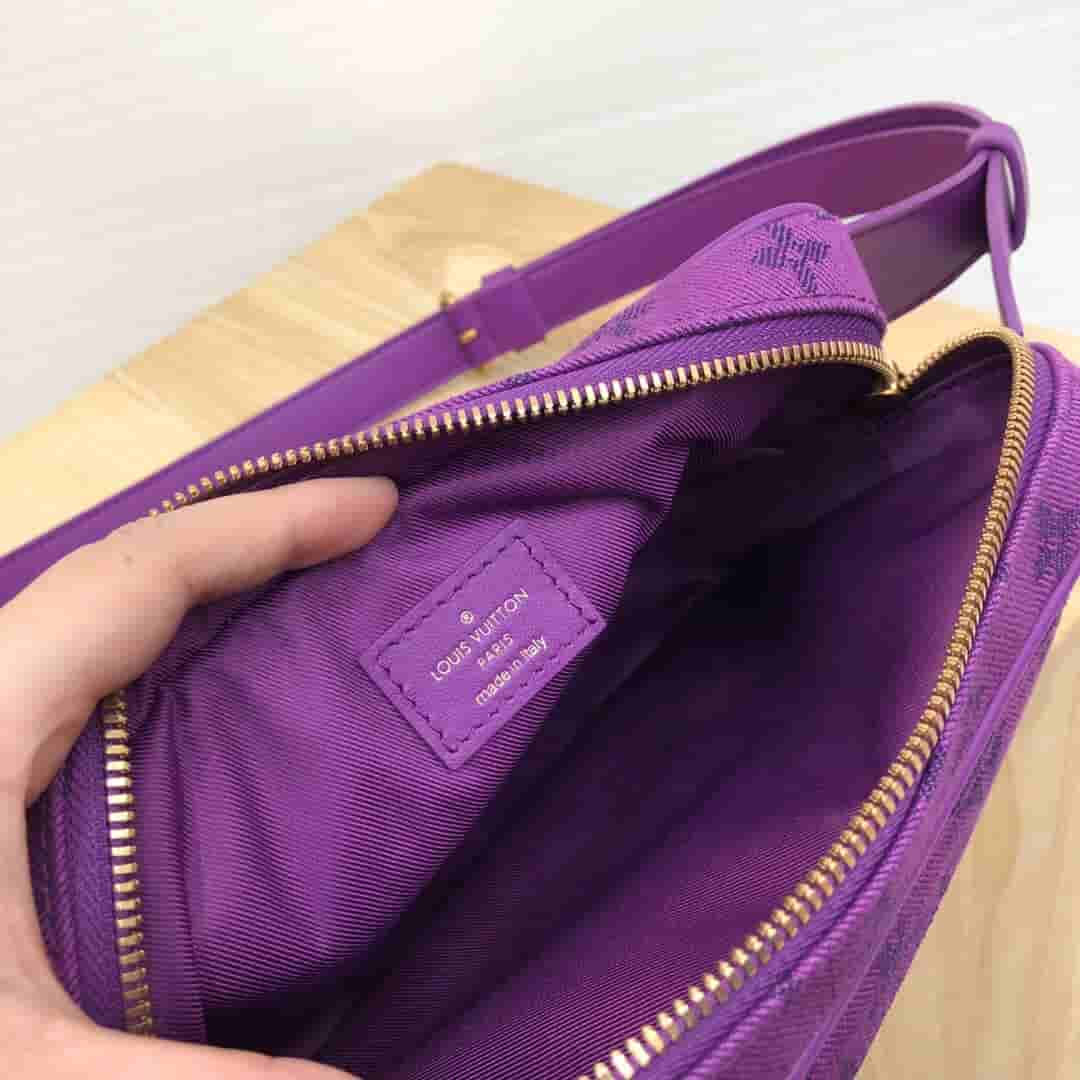LV 2019新款紫色牛仔布Outdoor腰包胸包 M44624