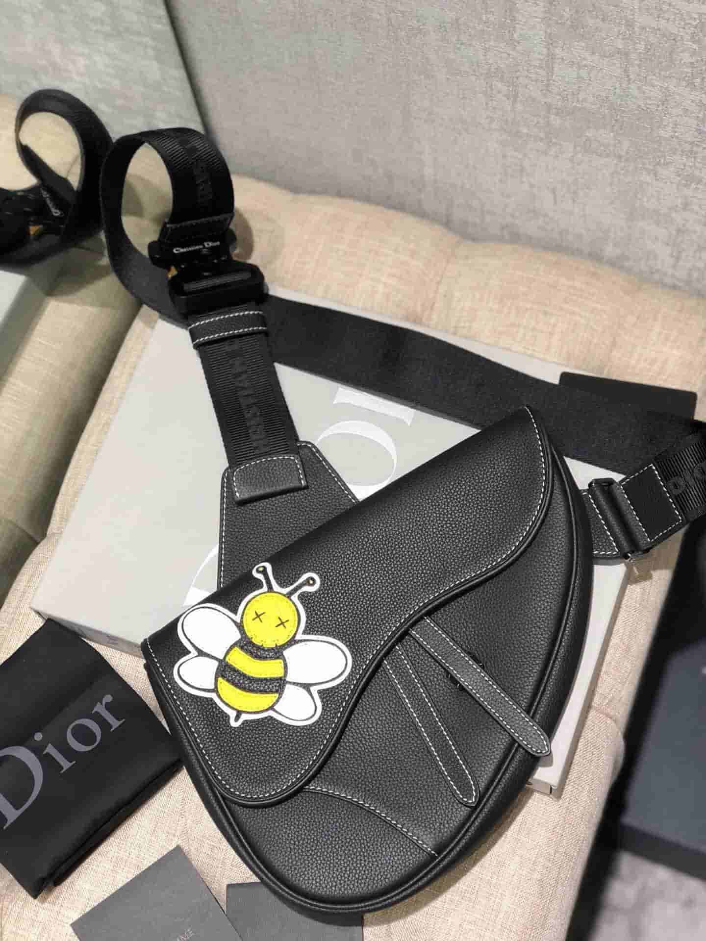 Dior/迪奥 Kaws合作款Homme Saddle Bag蜜蜂图案胸包