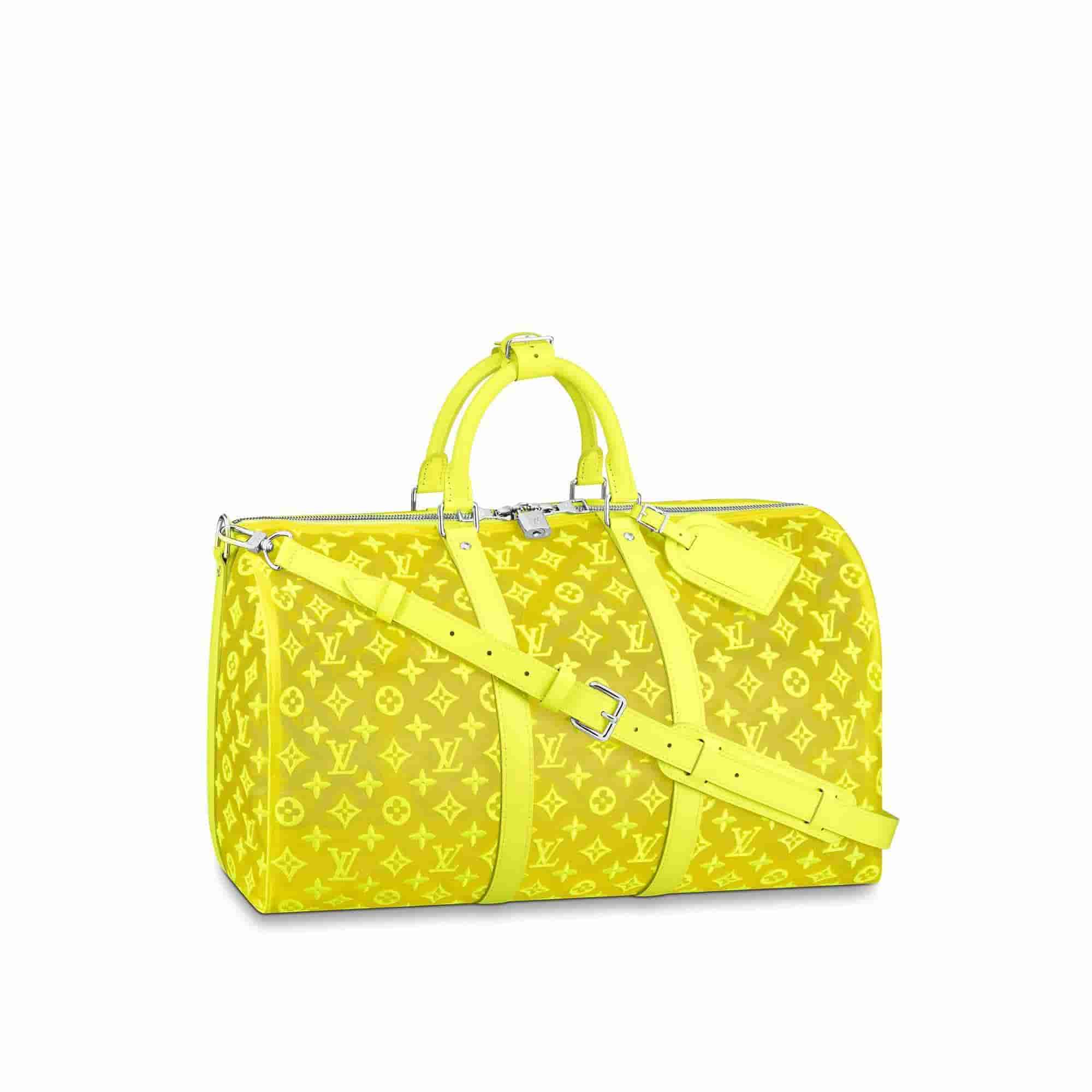 LV 柠檬黄 透明网纱蕾丝Keepall 50 旅行袋 M55380