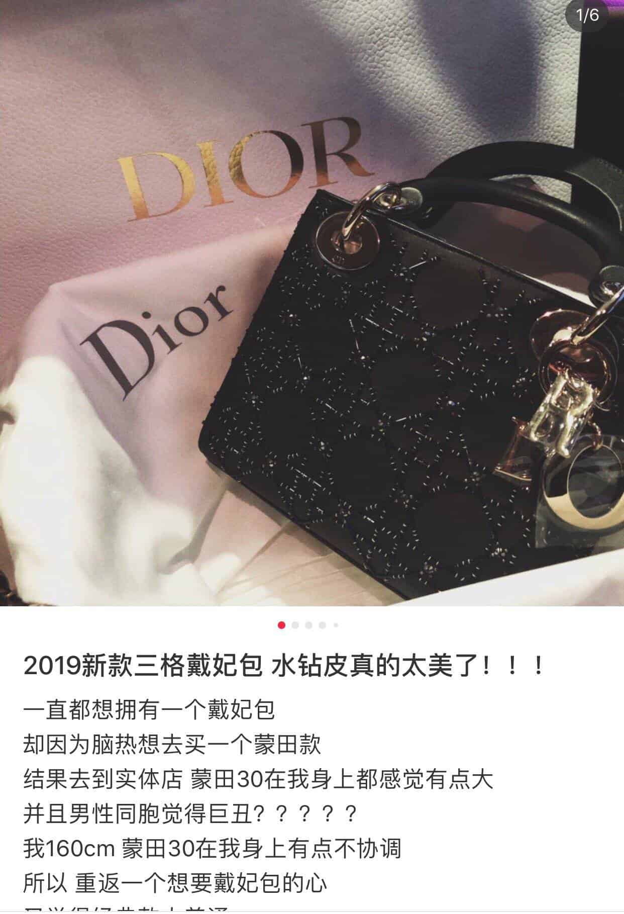 Dior/迪奥 Lady Mini 限量版 墨绿水晶牛皮珠绣戴妃包
