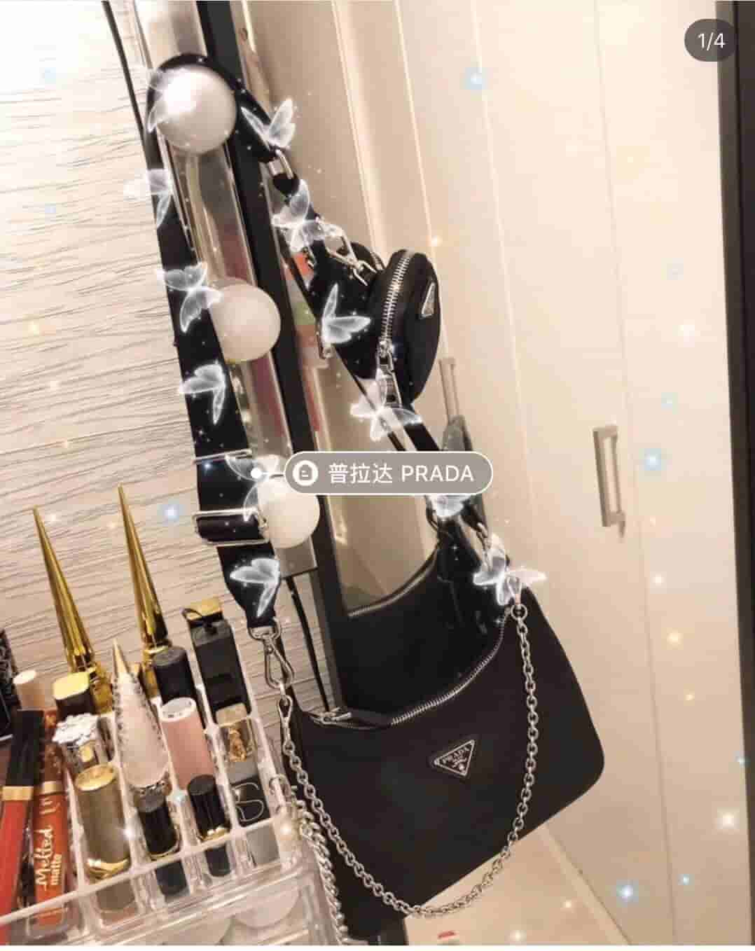 Prada/普拉达 新款HOBO 三合一链条包 尼龙腋下包半月包