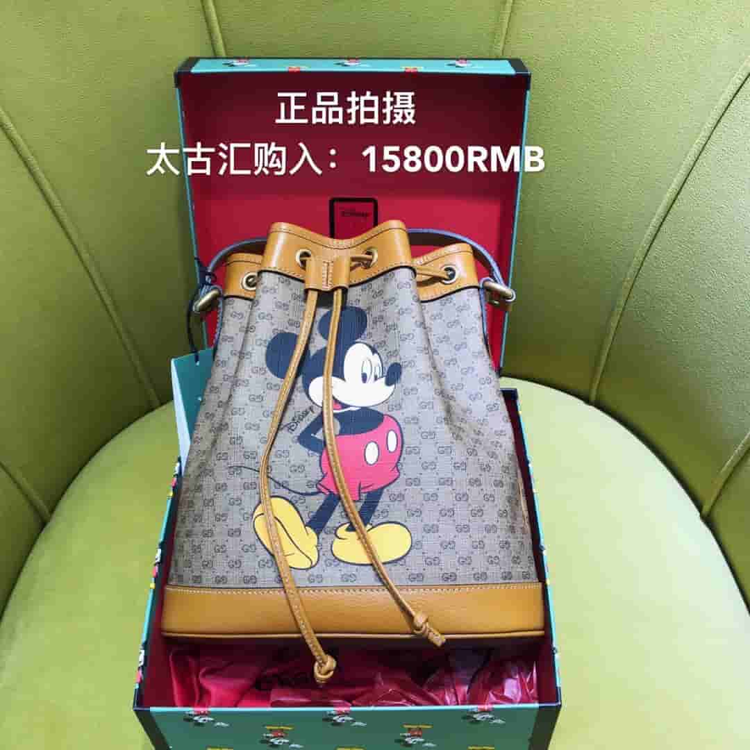 Gucci Disney迪士尼米老鼠印花水桶包 602691 HWXAM 8559