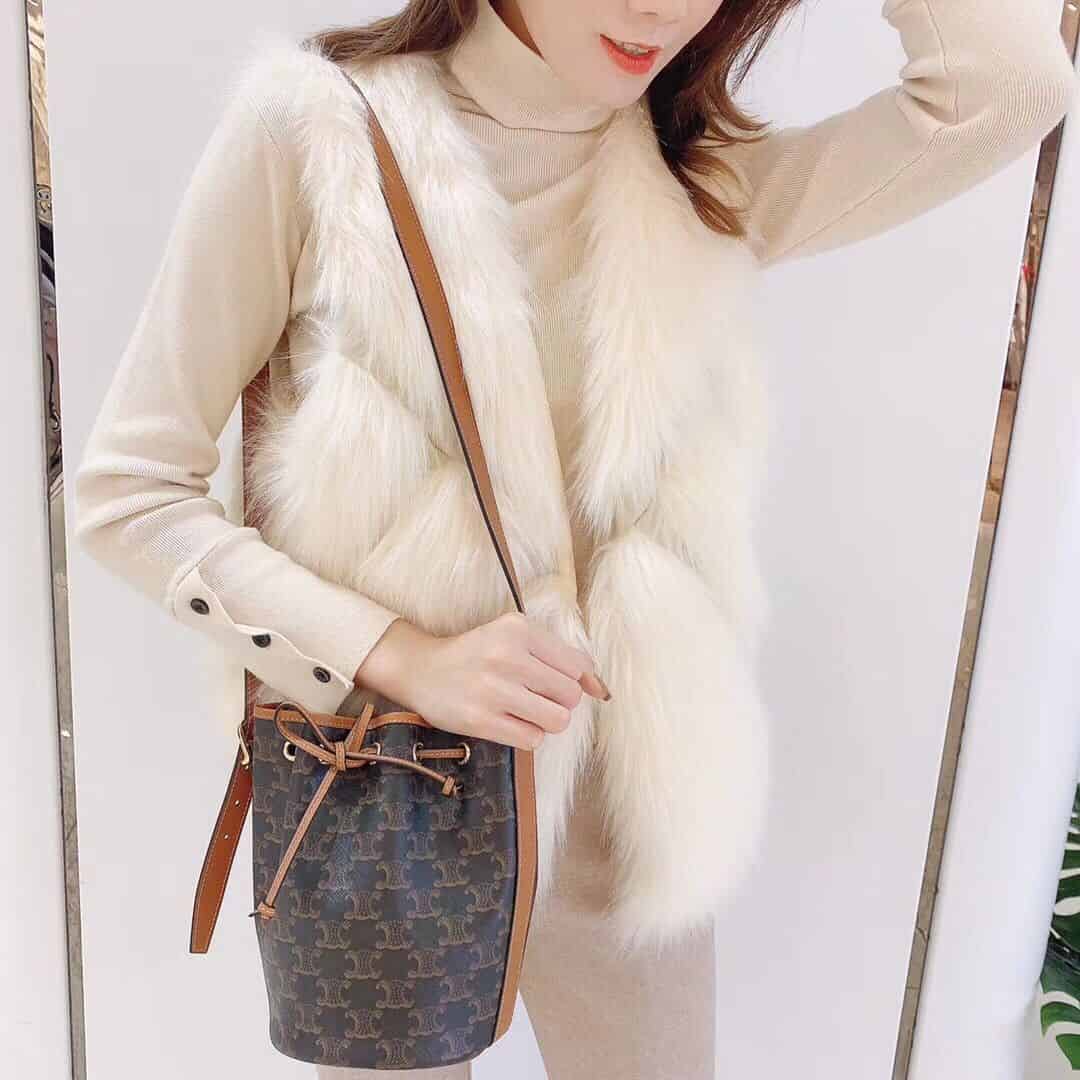 Celine/赛琳 TRIOMPHE帆布小号抽绳包水桶包 191142