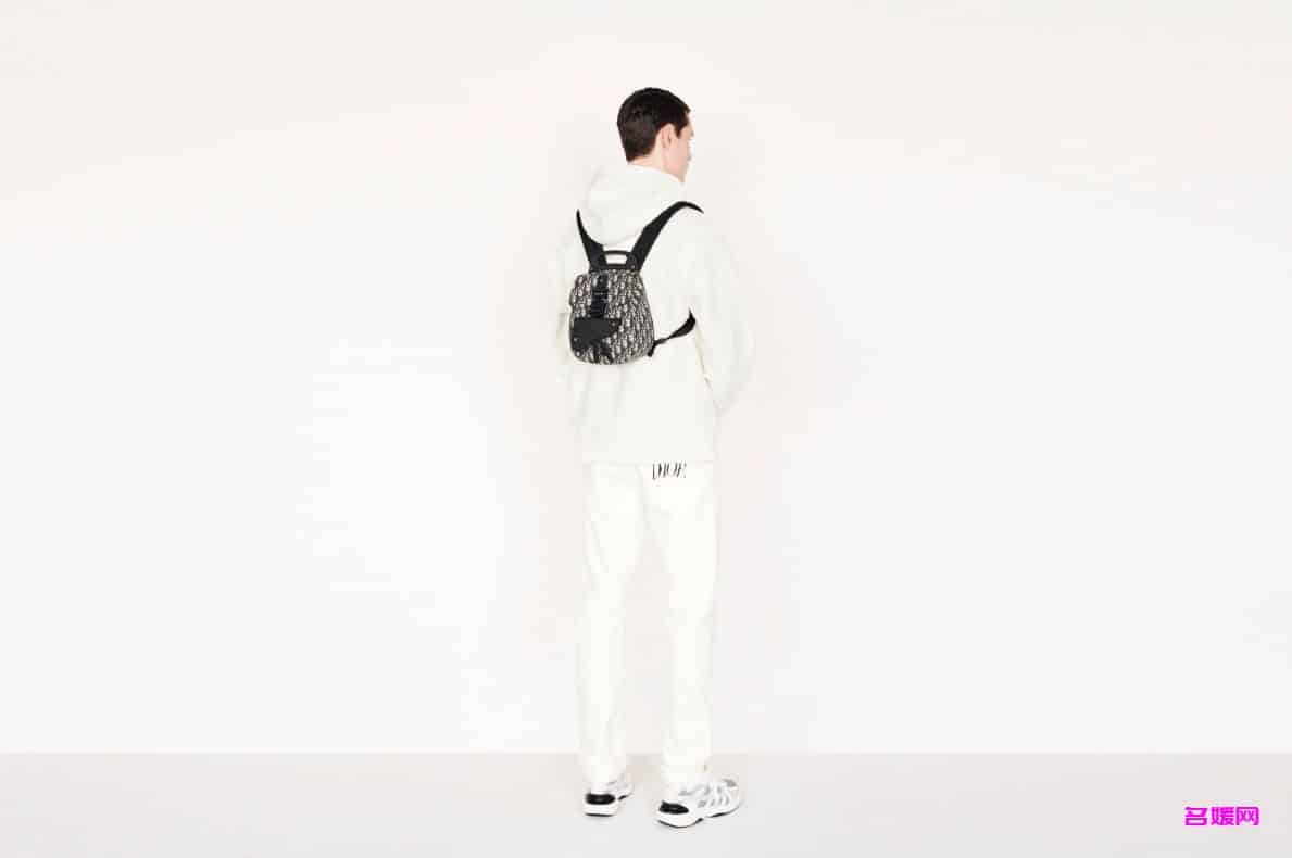 Dior/迪奥 Oblique海军蓝提花迷你马鞍包双肩背包 1ADBA086