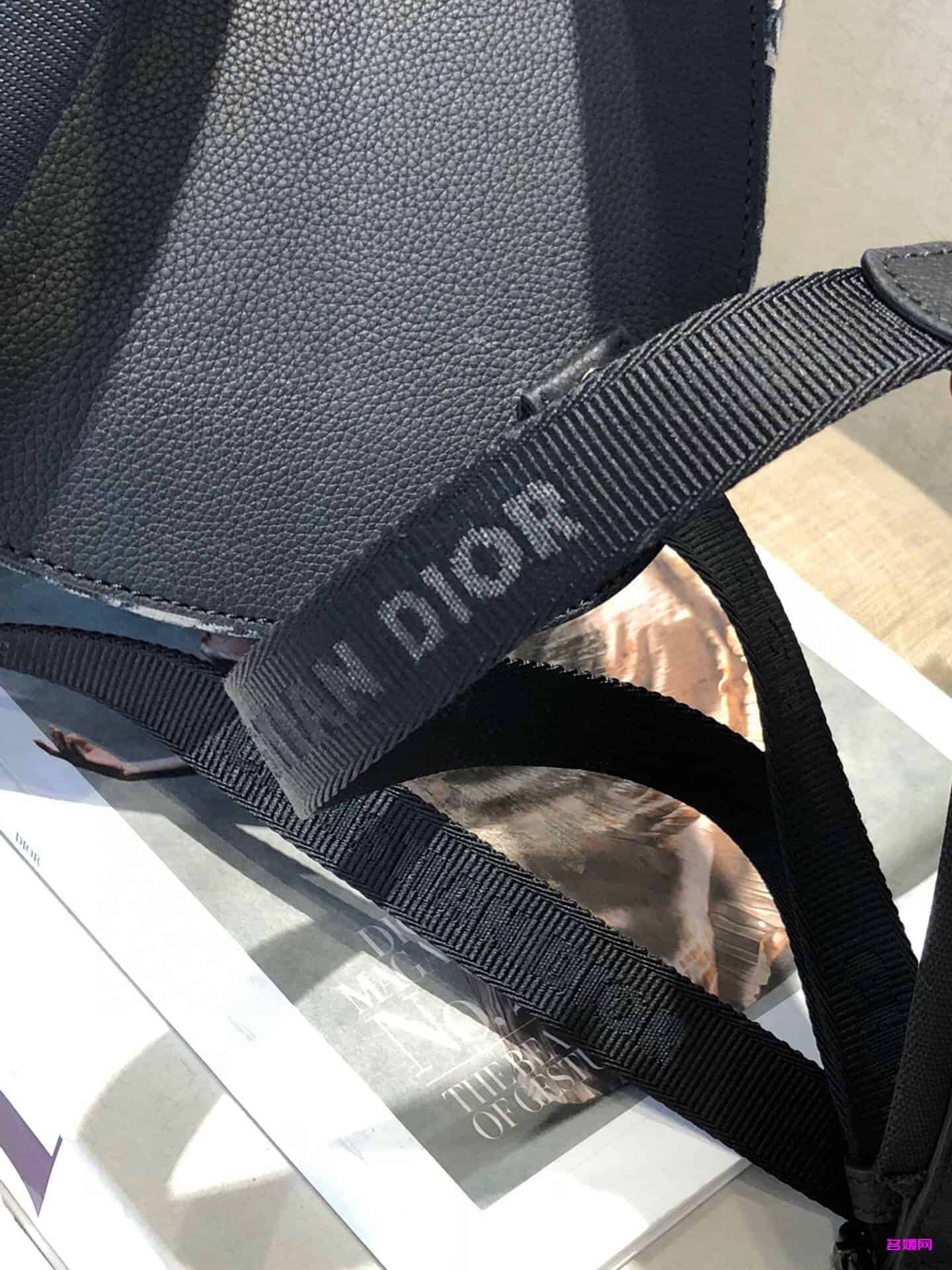 Dior/迪奥 Oblique海军蓝提花迷你马鞍包双肩背包 1ADBA086