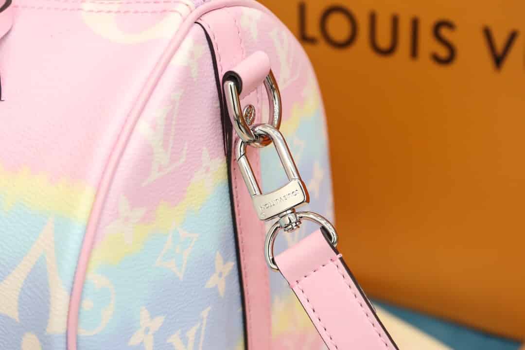 LV M45123 2020夏季扎染系列 Speedy 30 彩虹粉色手提枕头包