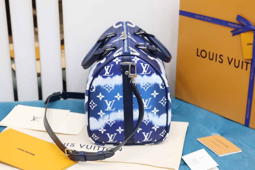 LV M45146 2020夏季扎染系列 Speedy 30 渐变蓝色手提枕头包