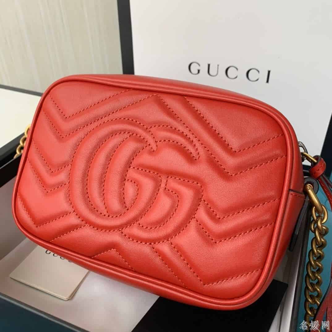 Gucci 双G迷你Marmont绗缝链条古驰斜挎相机包 448065