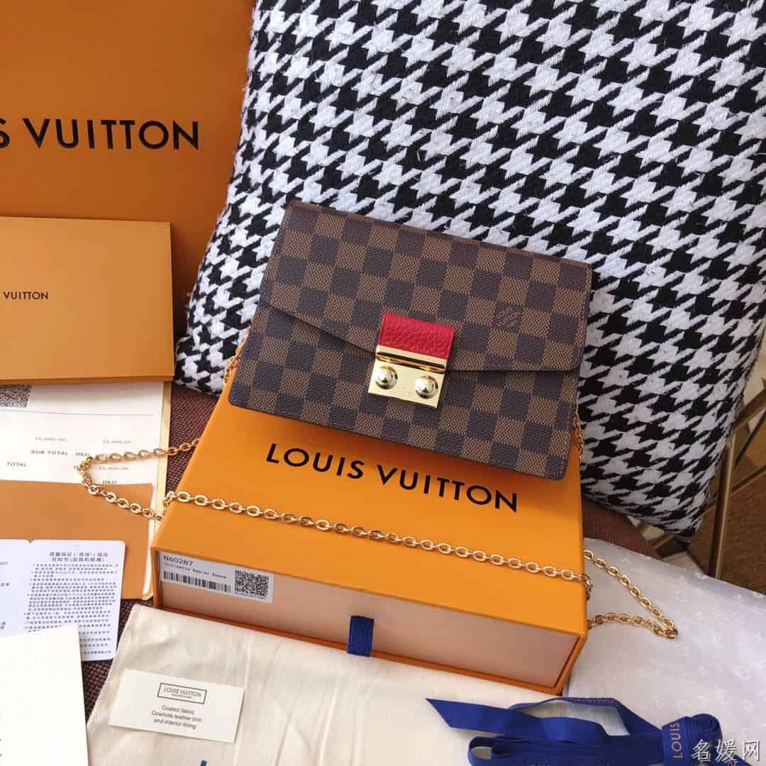 LV 咖啡棋盘格CROISETTE链条包 N60287 N60288