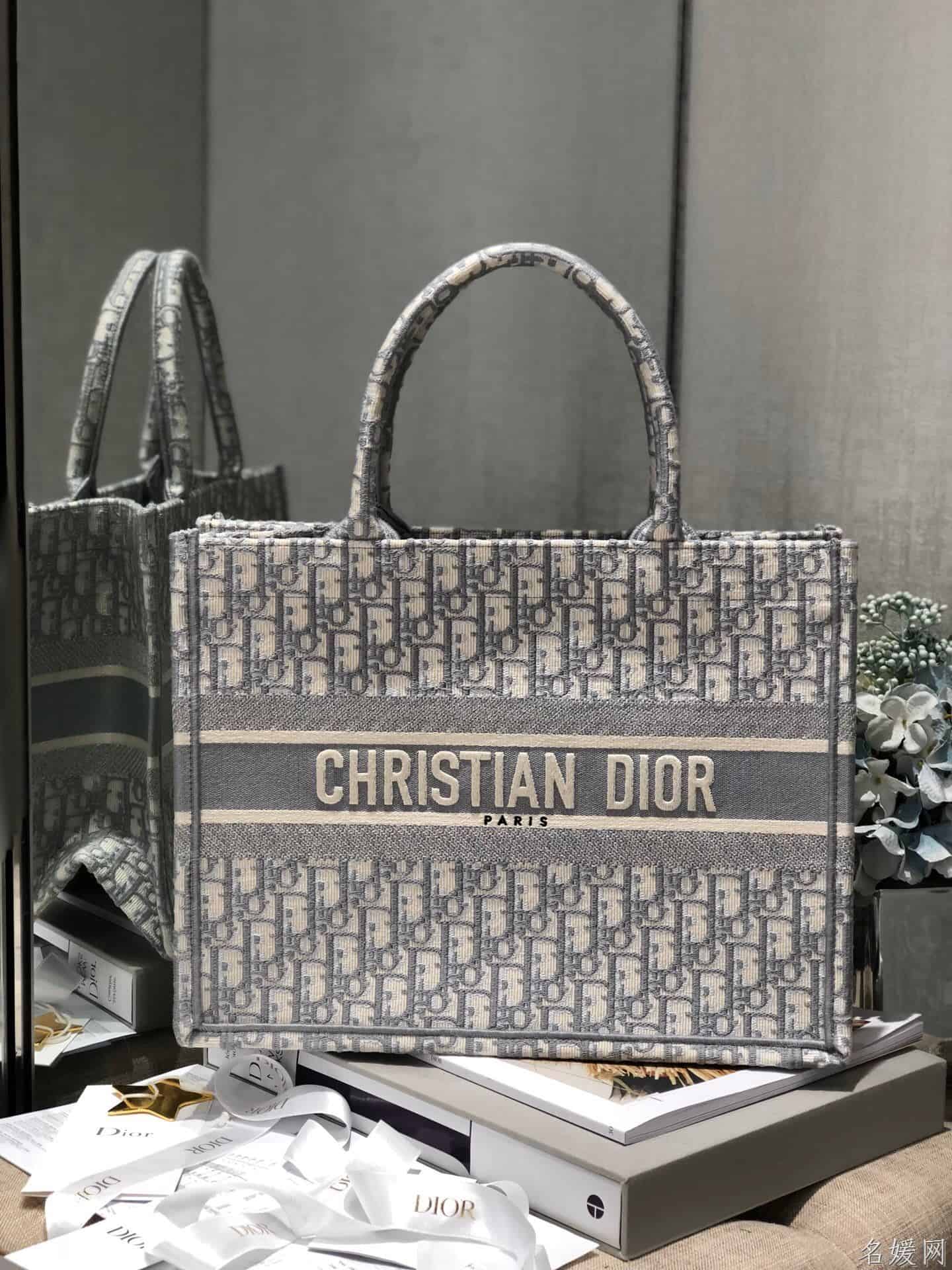 Dior/迪奥 小号灰色OBLIQUE 印花 BOOK TOTE托特包
